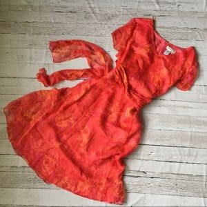 Romantic silk coral dress Coldwater Creek 16